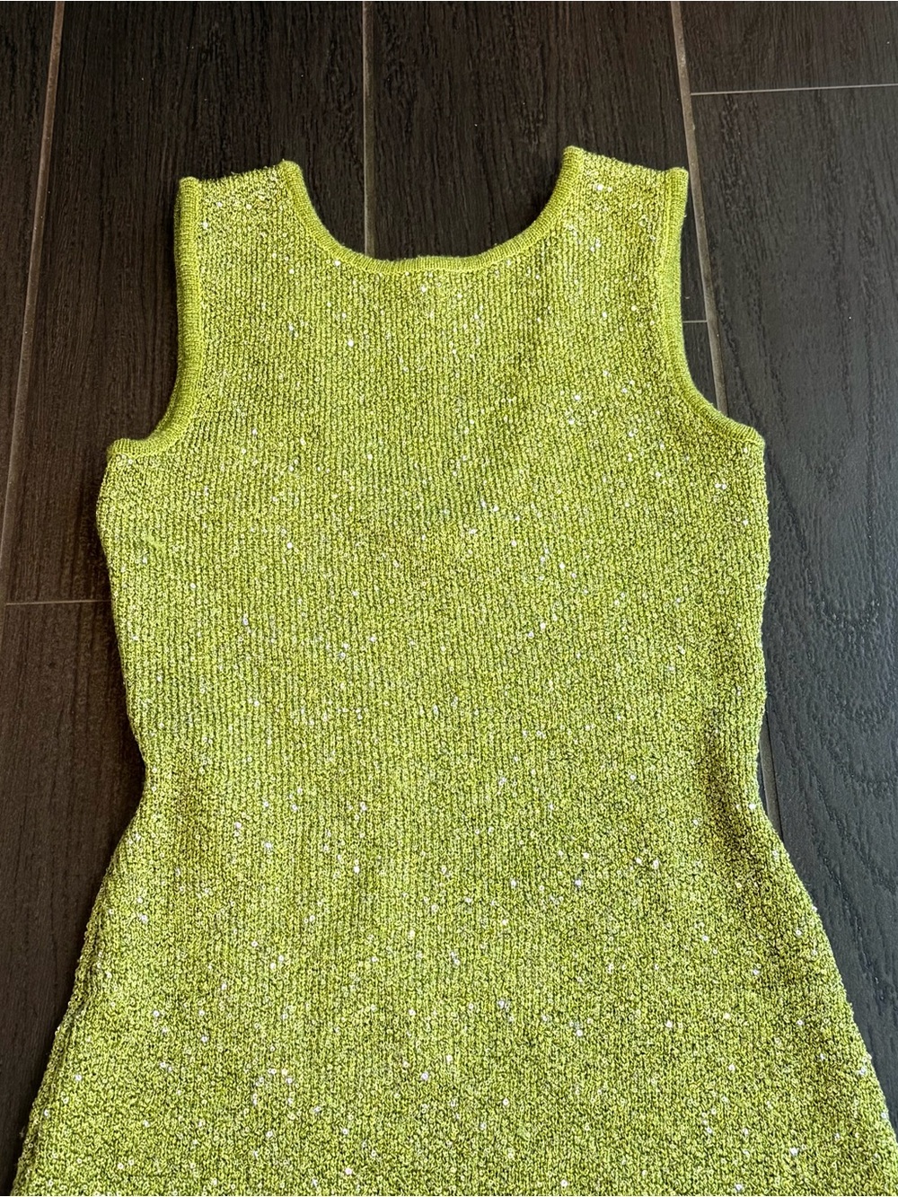 Sleeveless Glitter Bodycon Mini Dress in Light Olive - Picture 5 of 14